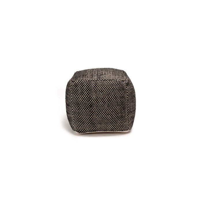 Outlet - Atcham Wool & Cotton Ottoman Stool - Black