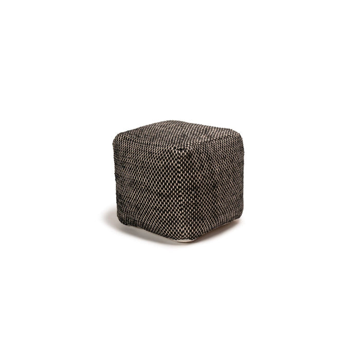 Outlet - Atcham Wool & Cotton Ottoman Stool - Black