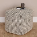 OUTLET - Atcham Wool & Cotton Ottoman Stool - Black/Natural