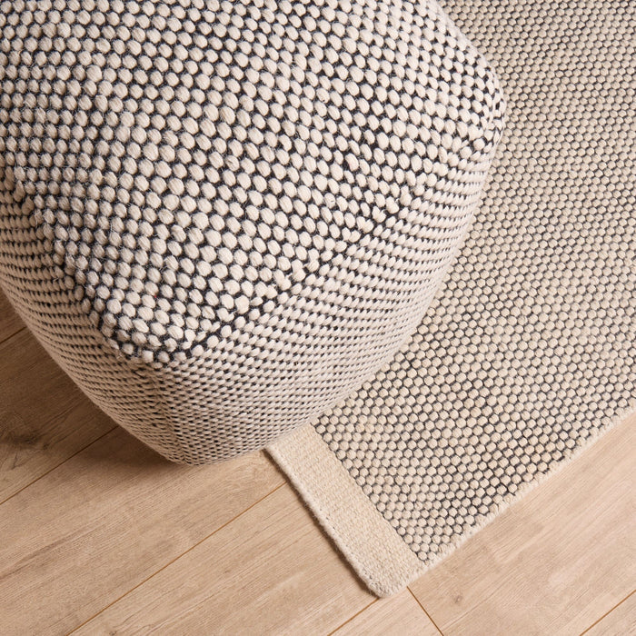 OUTLET - Atcham Wool & Cotton Ottoman Stool - Black/Natural