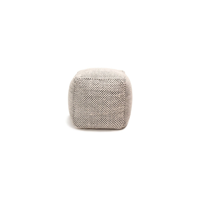 OUTLET - Atcham Wool & Cotton Ottoman Stool - Black/Natural