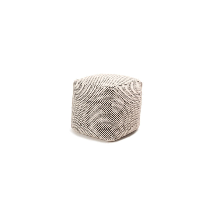 OUTLET - Atcham Wool & Cotton Ottoman Stool - Black/Natural