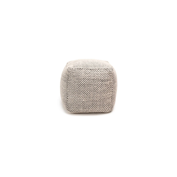 OUTLET - Atcham Wool & Cotton Ottoman Stool - Black/Natural