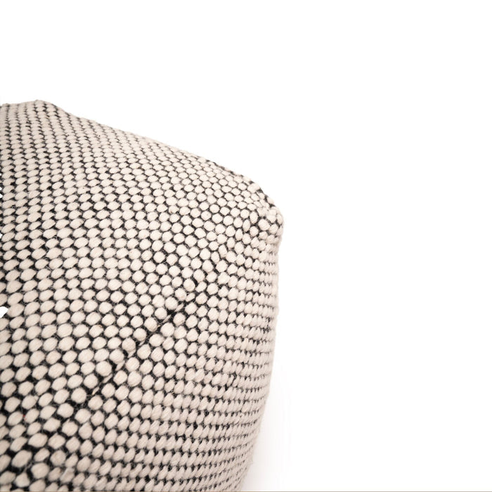 OUTLET - Atcham Wool & Cotton Ottoman Stool - Black/Natural