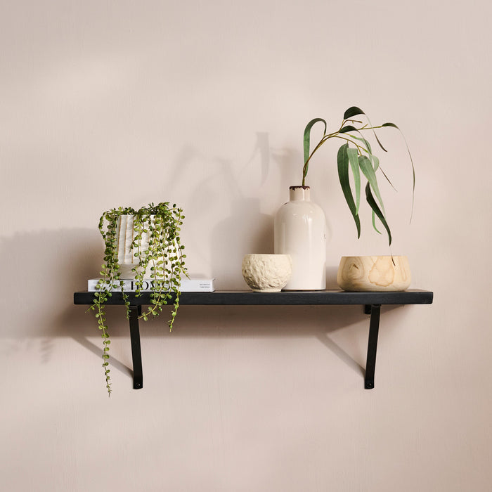 Atlas 75cm Mango Wood Wall Shelf - Jet Black - Laura James