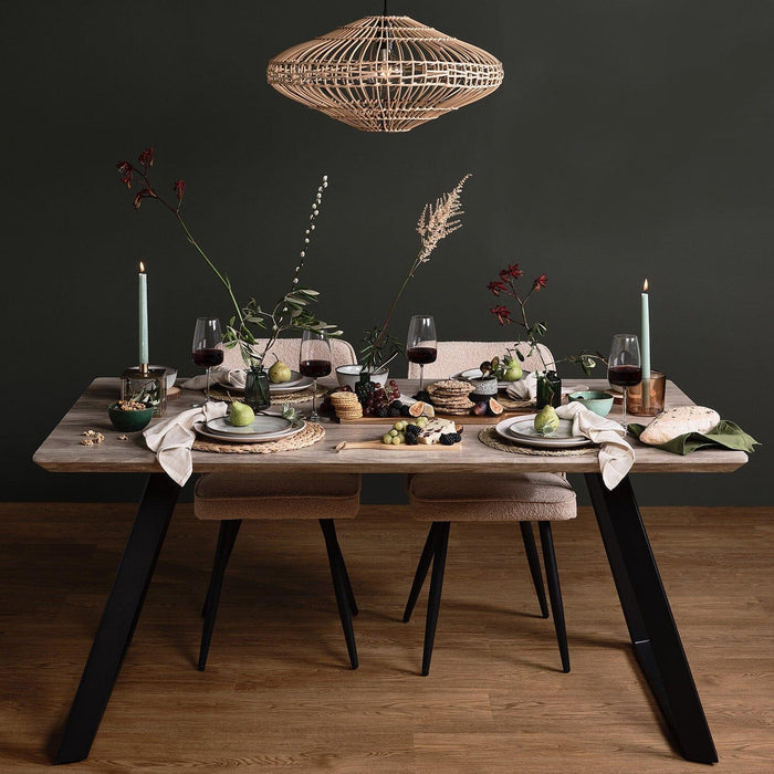 Outlet Atlas Wood Effect Dining Room Table with Black Legs
