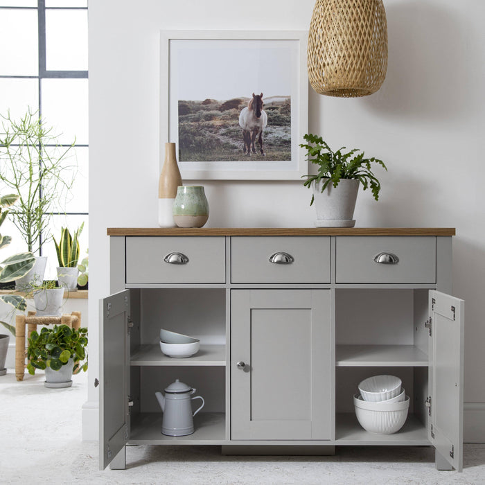 Bampton Sideboard with 3 Drawers Grey - Laura James