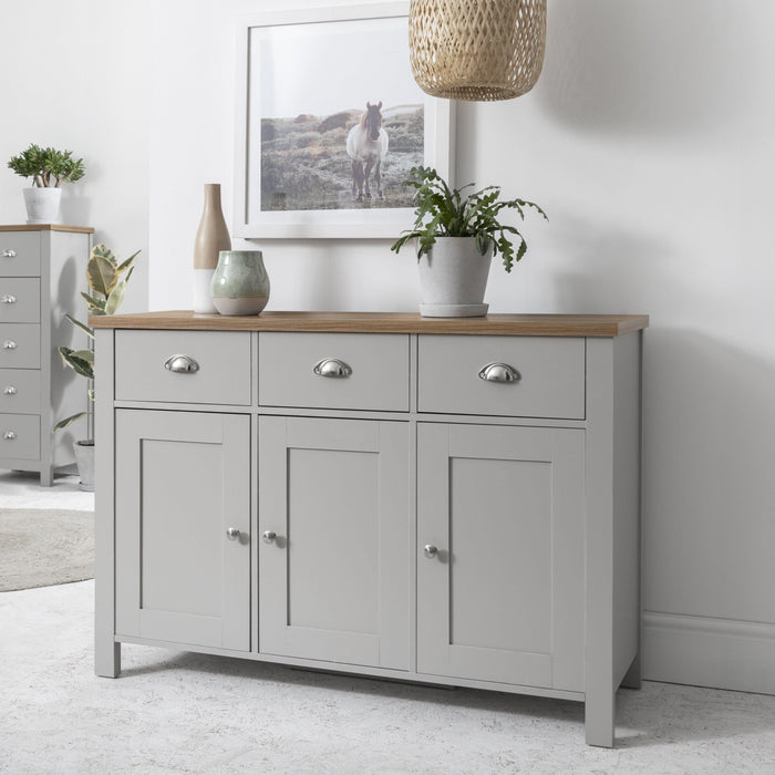 Bampton Sideboard with 3 Drawers Grey - Laura James