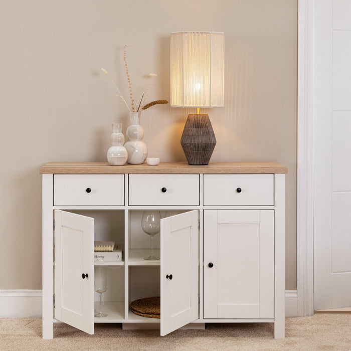Bampton 3 Door Sideboard - Alabaster White - Laura James