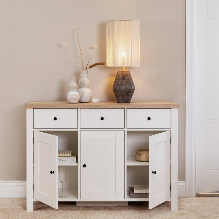 Bampton 3 Door Sideboard - Alabaster White - Laura James