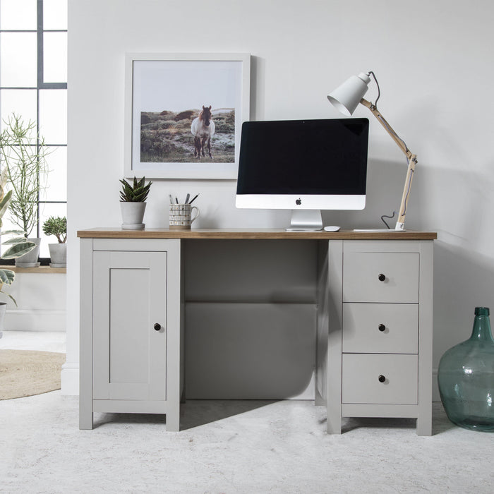 Bampton Light Grey Office Desk - Laura James