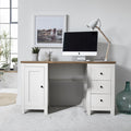Bampton 3 Drawer Desk - Alabaster White - Laura James