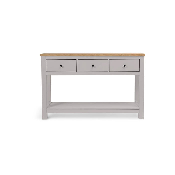 Bampton Stone Grey 3 Drawer Console Table - Laura James
