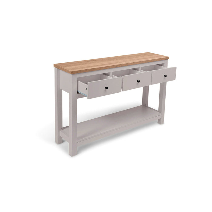 Bampton Stone Grey 3 Drawer Console Table - Laura James