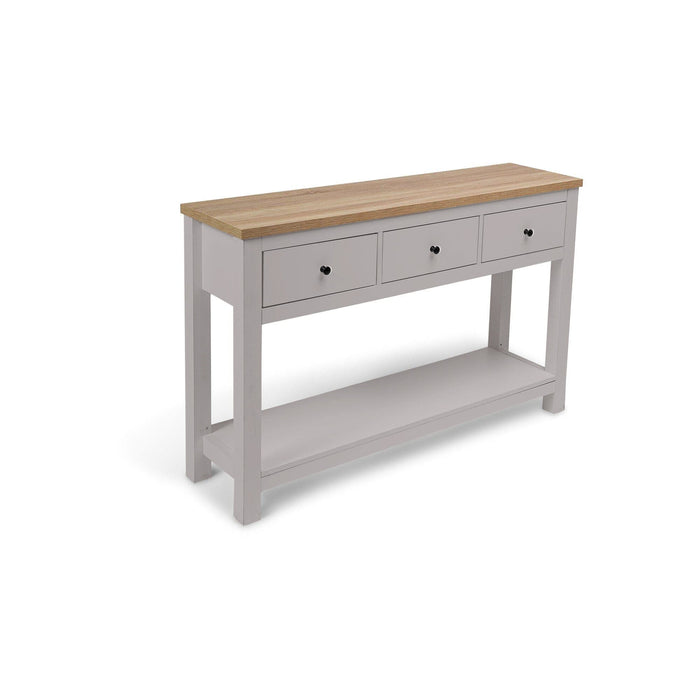 Bampton Stone Grey 3 Drawer Console Table - Laura James