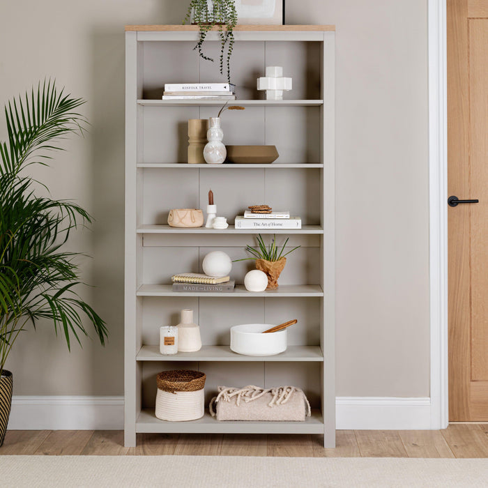 Bampton Full Height Bookcase - Stone Grey - Laura James