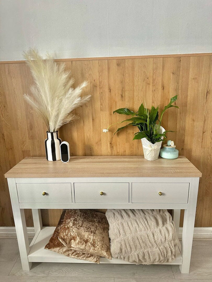 Outlet - Bampton White 3 Drawer Console Table