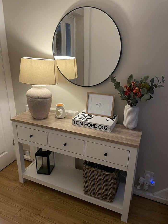 Bampton 3 Drawer Console Table - Alabaster White - Laura James