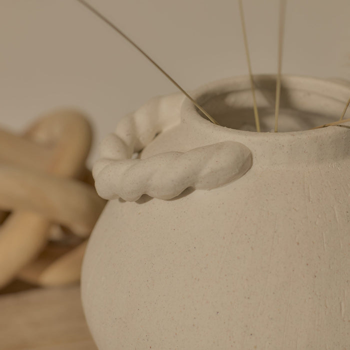 Bayswater 18cm Ceramic Vase - Handles - Beige - Laura James