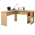 Beech L-Shaped Computer Desk with Shelves - Laura James