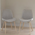 OUTLET - Bella Cloud Grey Dining Chairs -  Set of 2 - Whitewash Oak Legs