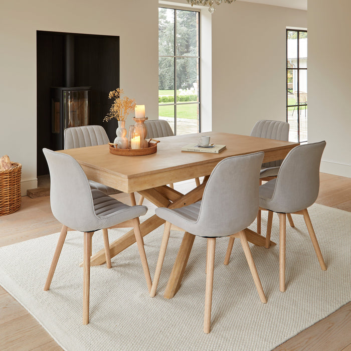 OUTLET - Bella Cloud Grey Dining Chairs -  Set of 2 - Whitewash Oak Legs