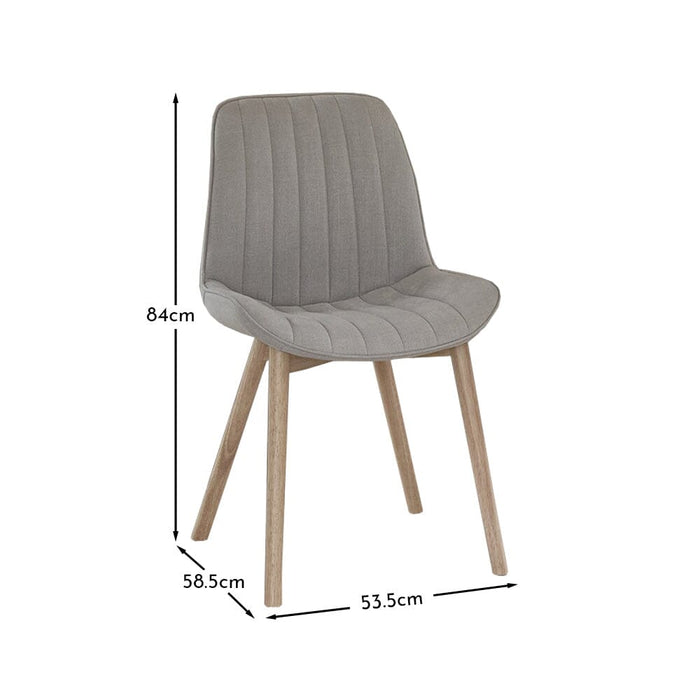 Bella Cloud Grey Dining Chairs - Set of 2 -Whitewash  Oak Legs- Laura James