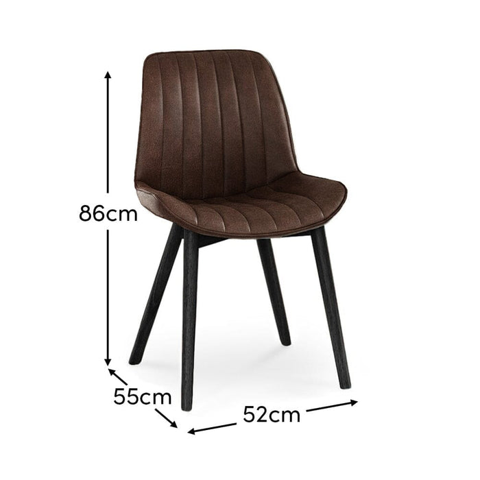Bella Saddle Brown Dining Chair - Set of 2 - Black Oak Legs - Laura James