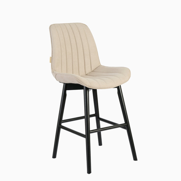 Bella Soft Beige  Bar Stool - Black Oak Legs - Laura James