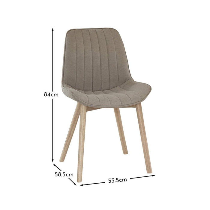 Bella Soft Beige Dining Chairs - Set of 2 -Whitewash  Oak Legs- Laura James