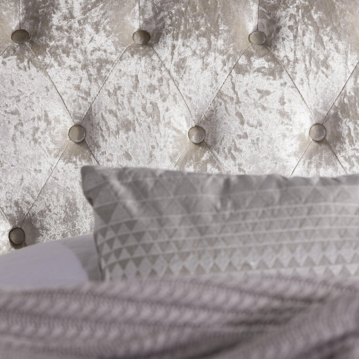 Double Crushed Velvet Sleigh Bed Frame - Champagne - Laura James