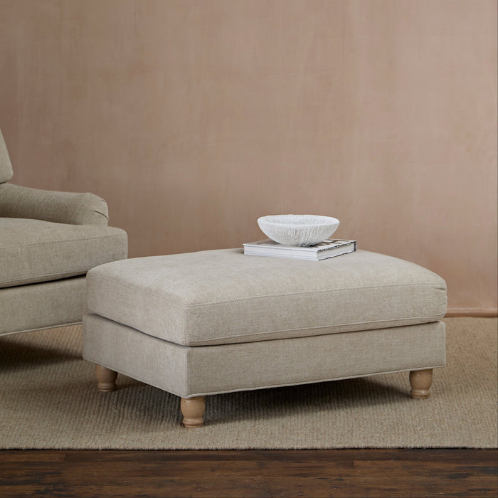 Brea Mink Taupe Footstool - Whitewash Oak Legs - Laura James