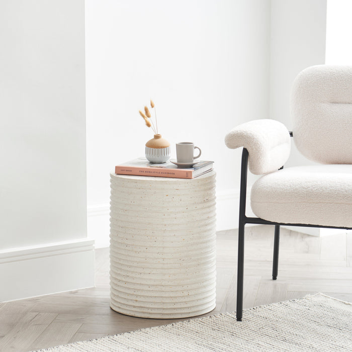 Carlotta Round Concrete Side Table - Pearl Terrazzo