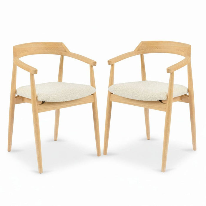 Carter Boucle Dining Armchairs - Set of 2 - Whitewash Oak Legs - Laura James
