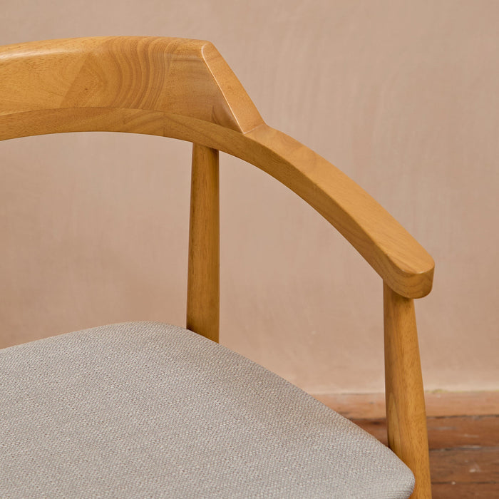 Carter Fawn Linen Dining Armchairs - Set of 2 - Pale Oak Legs - Laura James