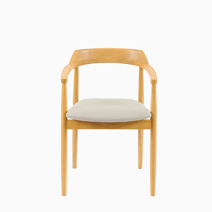 Carter Fawn Linen Dining Armchairs - Set of 2 - Pale Oak Legs - Laura James