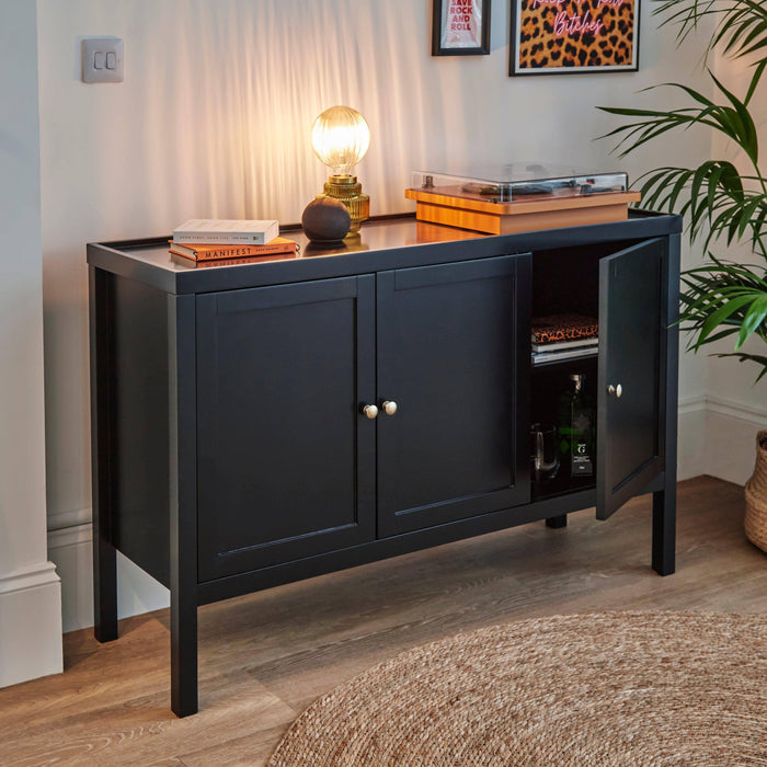 Charlie Three Door Sideboard in Noir Black - Laura James