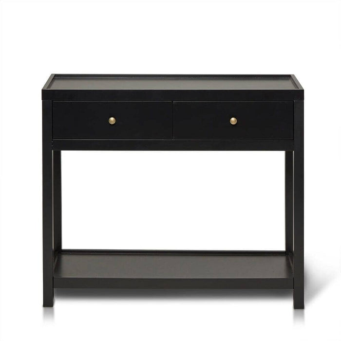 Charlie Two Drawer Console Table in Noir Black - Laura James