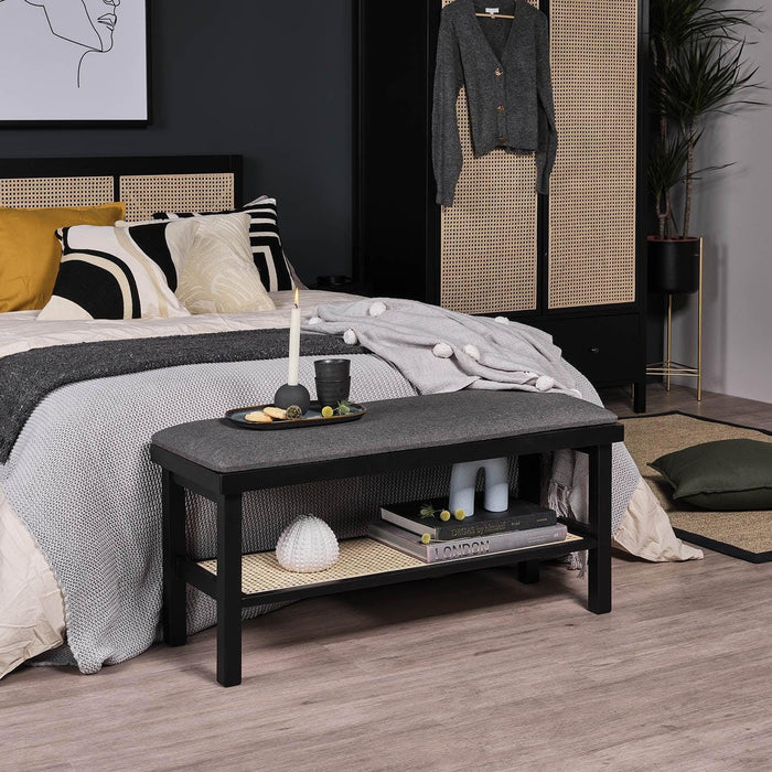 Charlie hallway bench - cane - black - Laura James