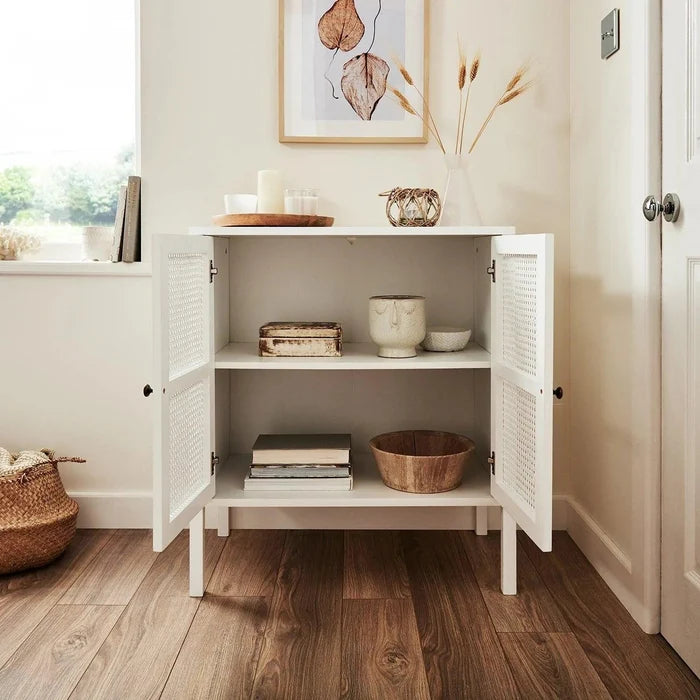 Charlie small sideboard - cane front - white - Laura James