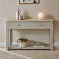 OUTLET - Chatsworth Linen Grey 2 Drawer Console Table - 120cm