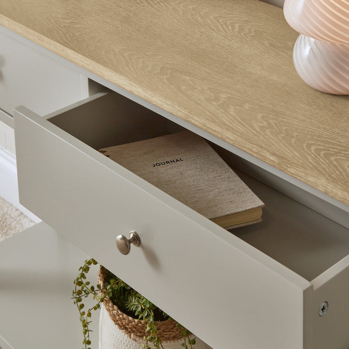OUTLET - Chatsworth Linen Grey 2 Drawer Console Table - 120cm