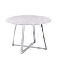 Outlet - Clara Marble effect round dining table - with chrome frame - Laura James