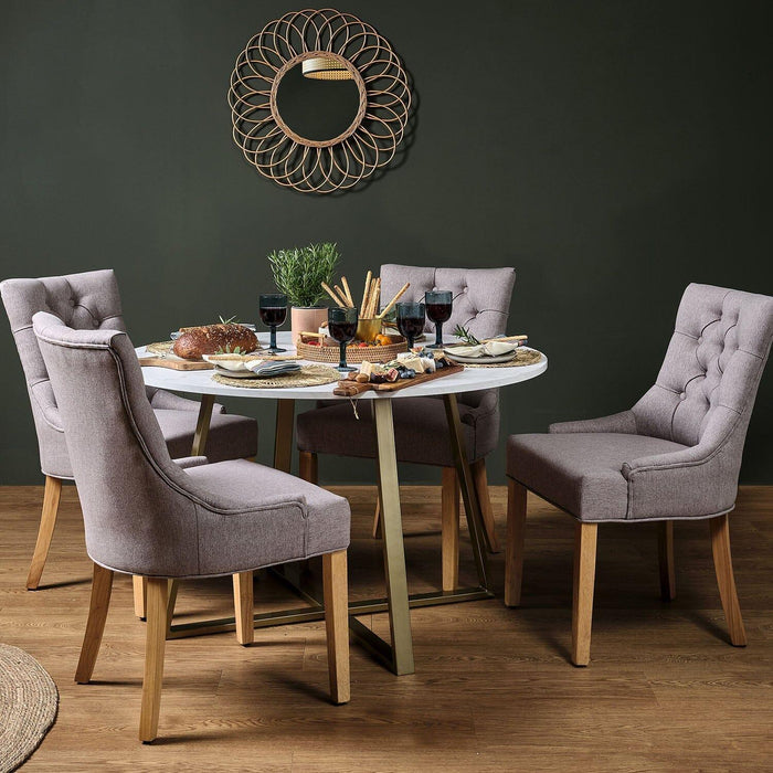 Clara Marble Top Dining Room Table with Gold Legs