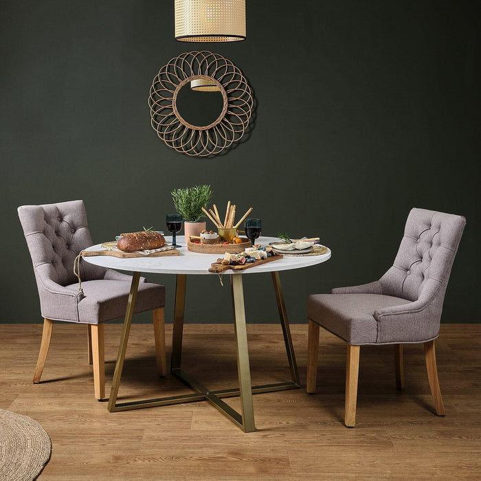Clara Marble Top Dining Room Table with Gold Legs