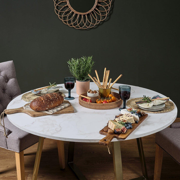 Clara Marble Top Dining Room Table with Gold Legs