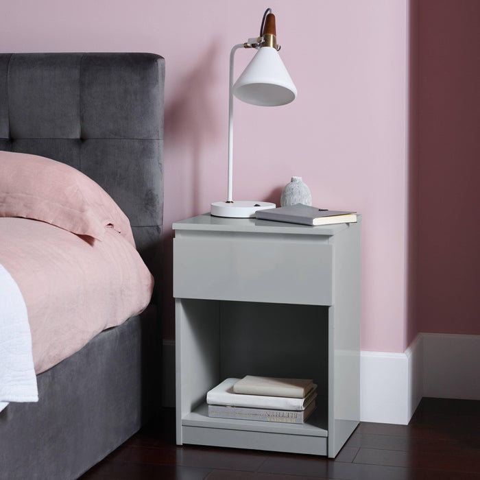 Outlet – Clemmie bedside table - high gloss - grey - Laura James