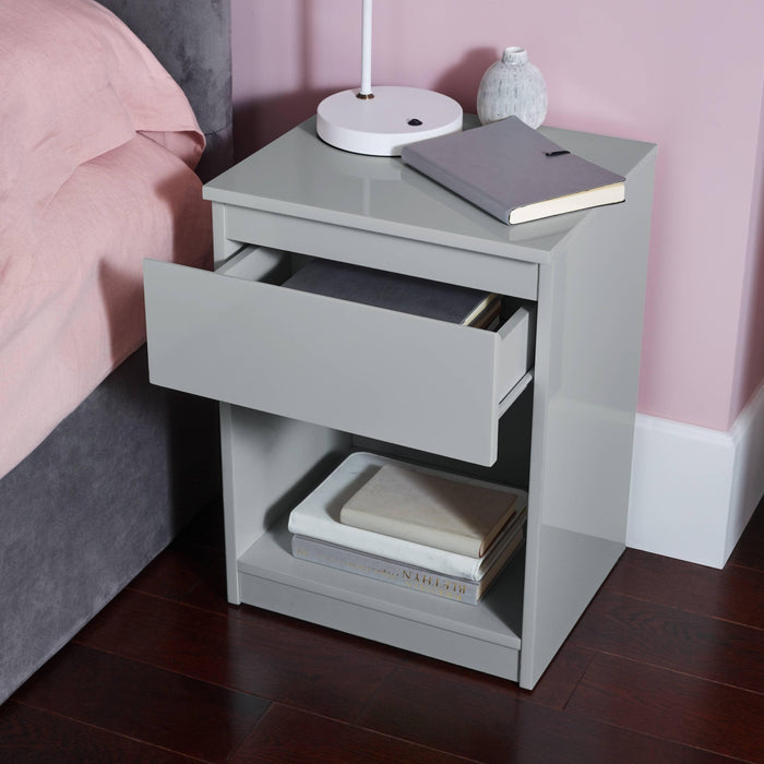 Outlet – Clemmie bedside table - high gloss - grey - Laura James