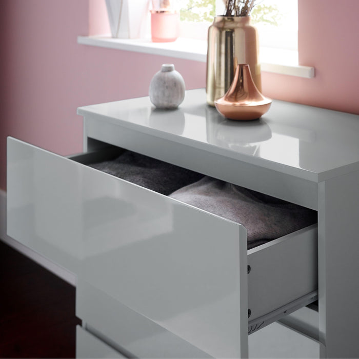 Clemmie high gloss chest of drawers - grey - Laura James
