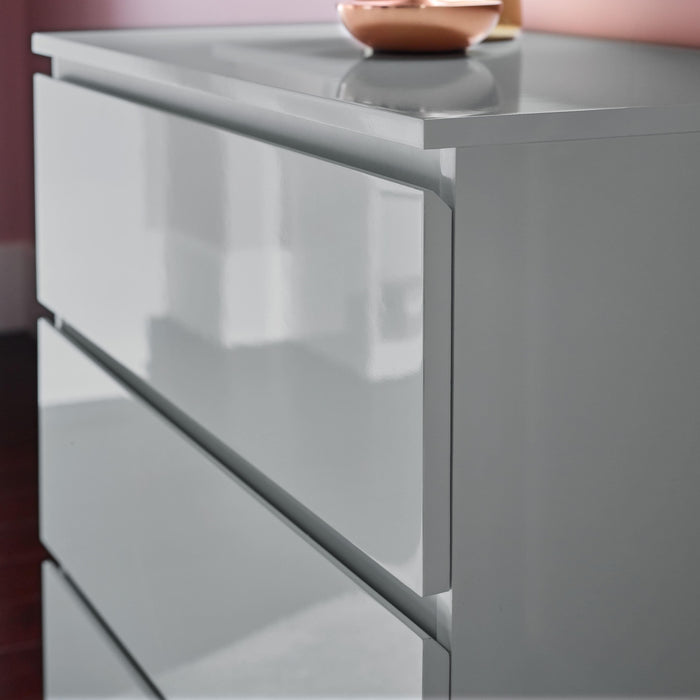 Clemmie high gloss chest of drawers - grey - Laura James